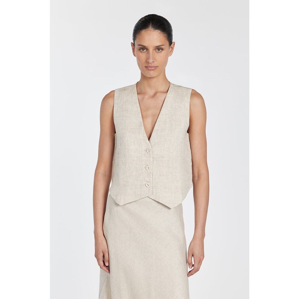 Dissh Banks Linen Vest - 4 - Natural - Picture 4 of 5